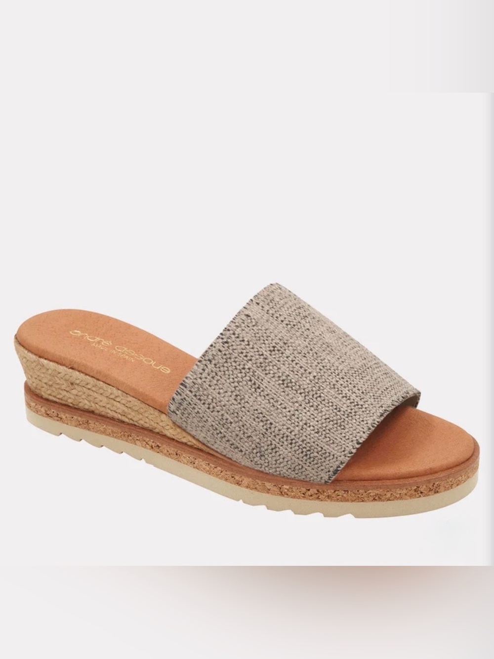 Andre Assous Nessie Beige Jute Wedge Slide Sandals EU 38